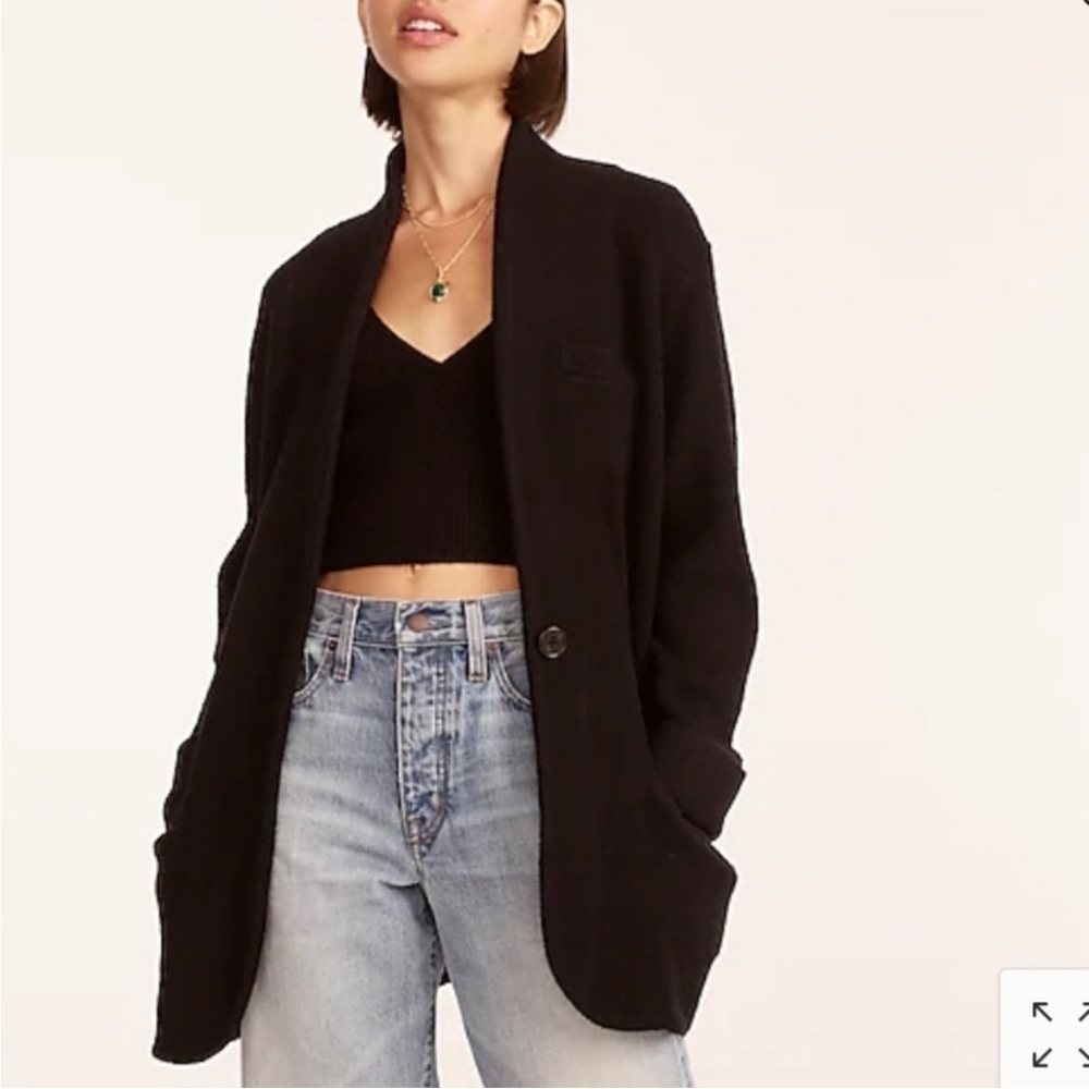 NWT J Crew Cocoon Alpaca Blend Black Longline Minimalist‎ sweater-blazer BA551
